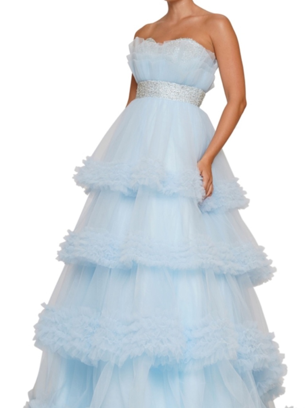 Colors Tulle Strapless Gown Blue NWT Size 2 Luxurious Formal Dress - Picture 6 of 6